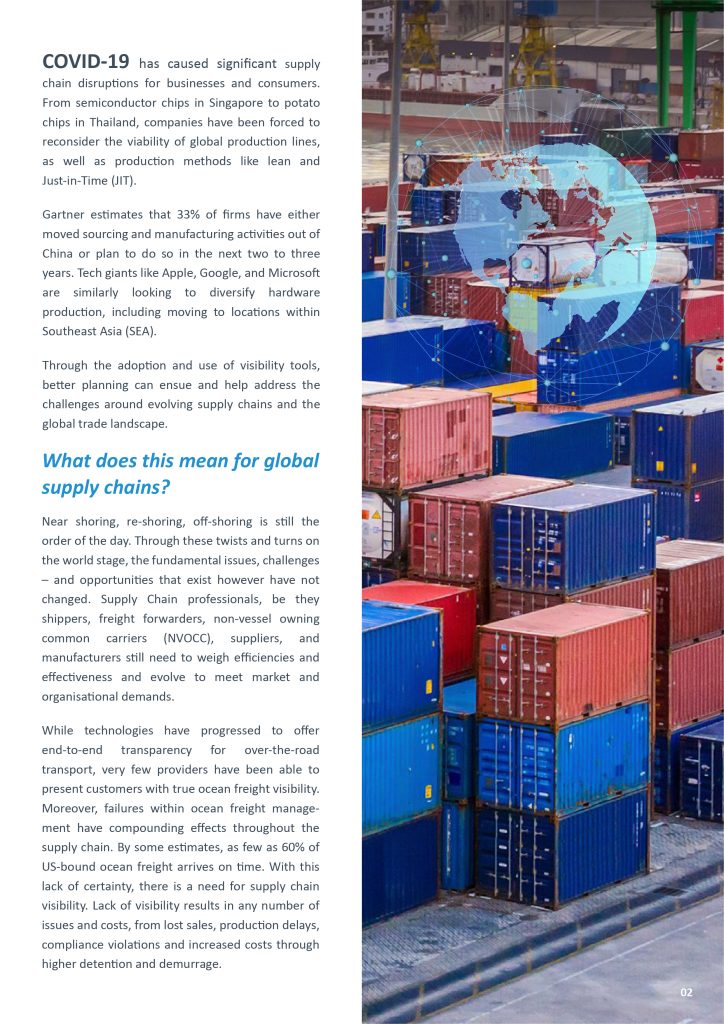 Original Ocean Insights magazine chart showing benefits of better ocean freight visibility